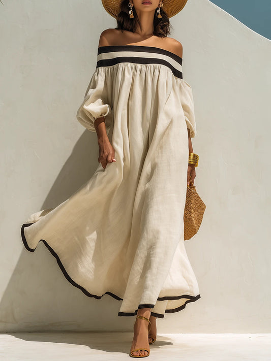 Isabel | Vestido maxi sin hombros y de corte holgado