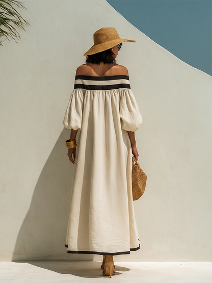 Isabel | Vestido maxi sin hombros y de corte holgado