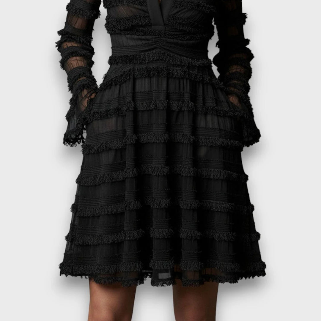 Marisa | Vestido Midi con Flecos Transparentes