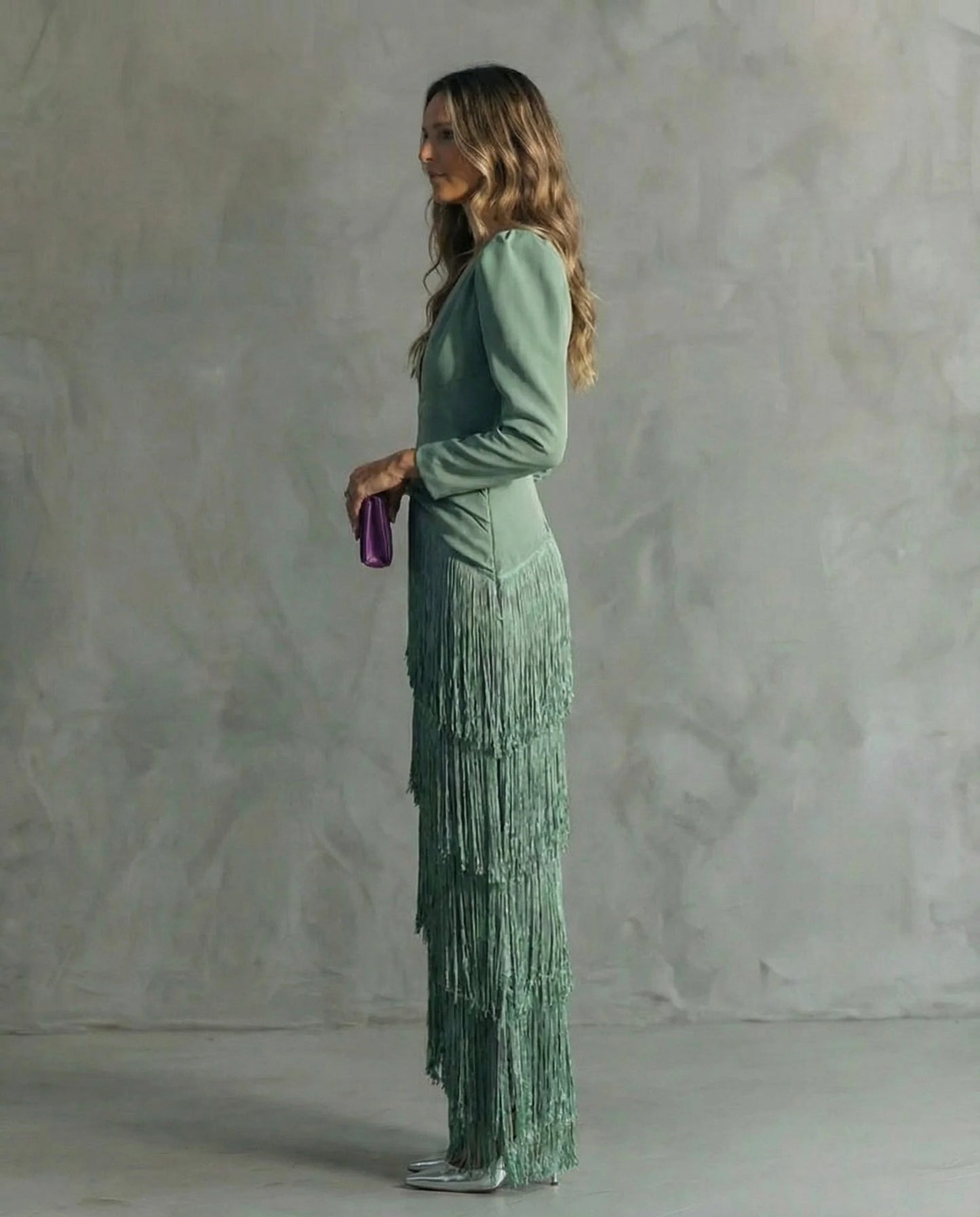 Clara™ | Vestido midi elegante con mangas de flecos